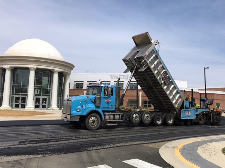Ruston Paving installing asphalt in Northern VA at Thomas Jefferson High School in Alexandria