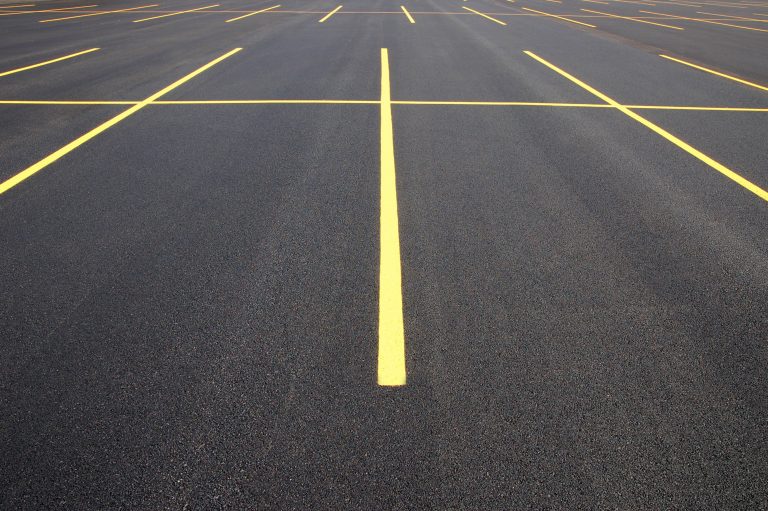 Newly paved and striped parking lot