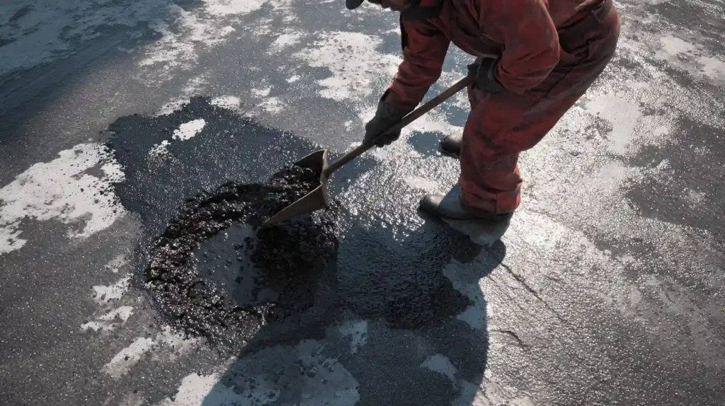 patching potholes with cold asphalt