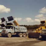 Ruston Paving vintage equipment dump trucks and loader in Syracuse