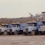 Ruston Paving equipment in yard with Allied Chemical quarry in background in Jamesville