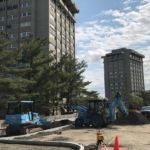 Ruston Paving crew prepares subbase at Ithaca College