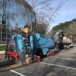 Ruston Paving mills off the old asphalt along Meridian Parkway in Durham, NC