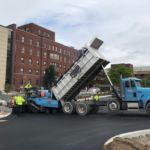 Ruston Paving crew paving at Samaritan Medical Center in Watertown, NY