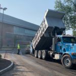 Ruston Paving crew paving at RIT - Rochester, NY